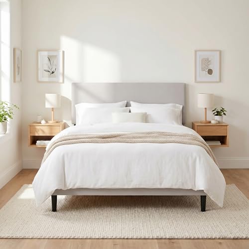Furinno Roanne Headboard Queen Size, Plain Upholstered Wooden Headboard, Bed Frame Mount Head Board, Easy Assembly, for Bedroom, Dorm, Beige by Furinno - Used condition - Image 2
