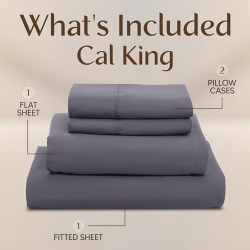 Image of Utopia Bedding California King Sheet Set - 4 Piece Bed Sheets for Cal King Size Bed, Soft and Breathable Microfiber, Includes 1 Fitted Sheet, 1 Flat Sheet and 2 Pillowcases (Grey)
