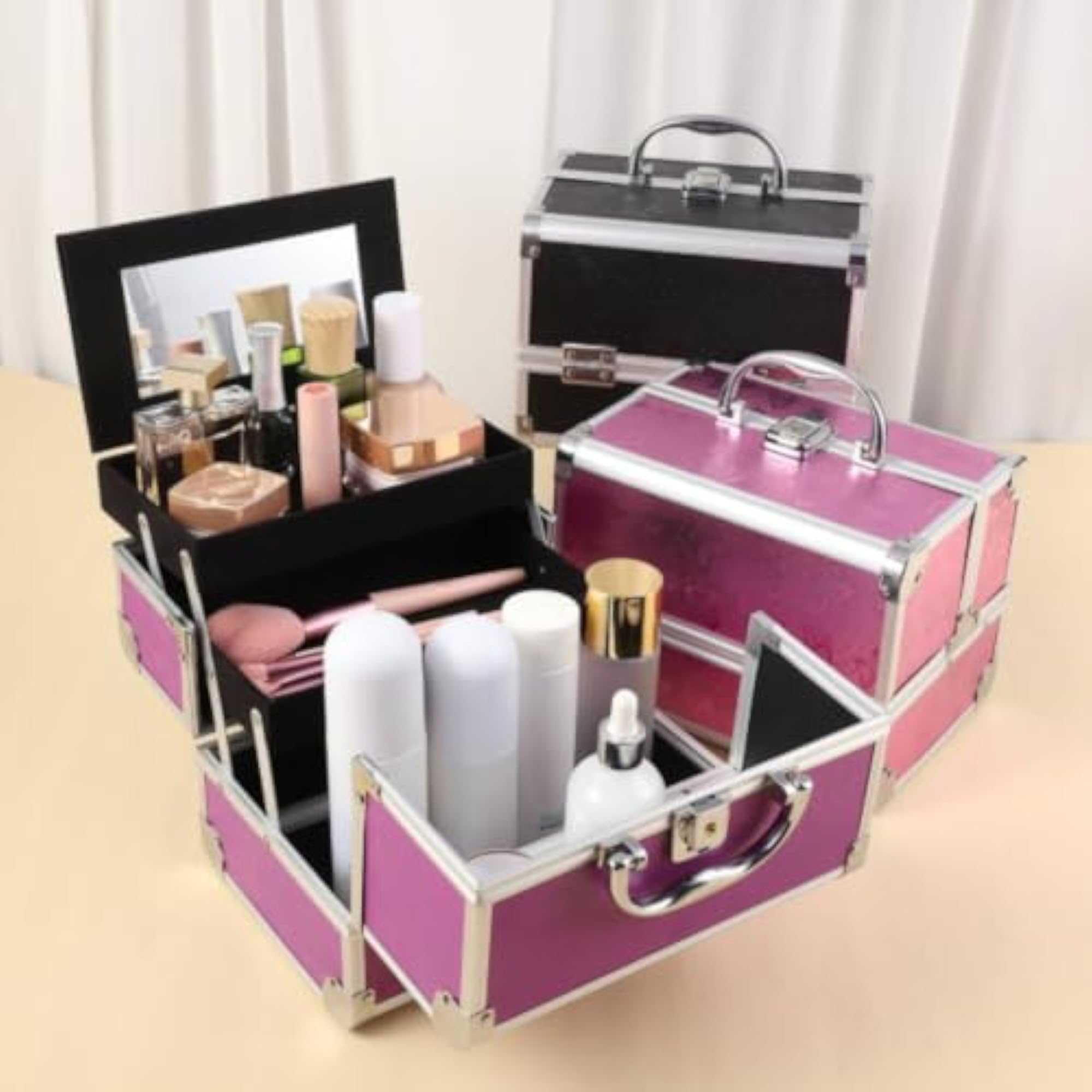 Portable Makeup Case with Mirror, Easy Carry