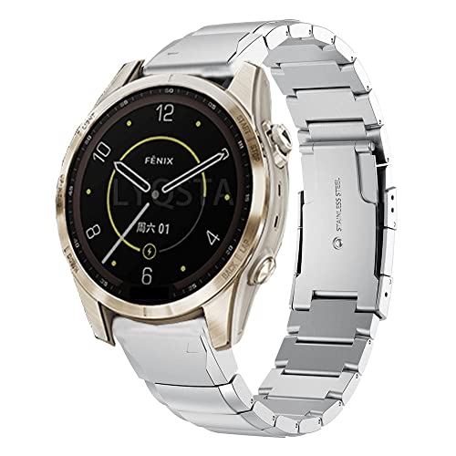 Correa de acero inoxidable para Garmin Fenix 7X 6 5 con acabado de lujo 2