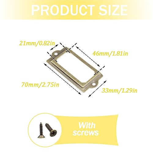 Yosawo 30Pcs Label Holder Metal Card Tag Holder Furniture Drawer Cabinet Tag Frame with Screws for Cabinets Boxes, Shelf - Image 2