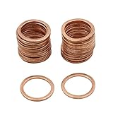 X AUTOHAUX Copper Crush Washers Flat Car Sealing Gaskets Rings 14 x 18mm Dia 30pcs
