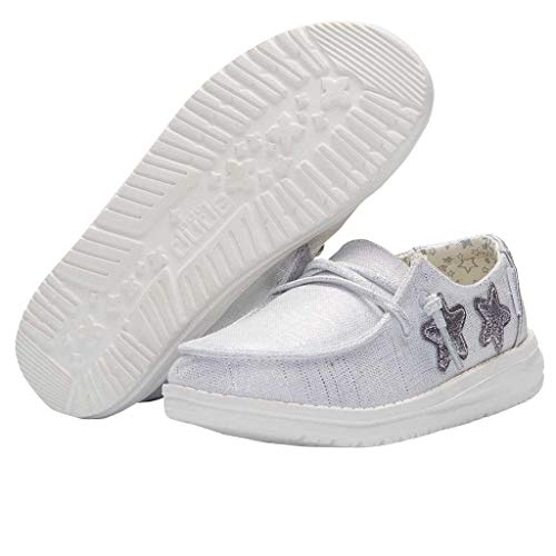 Image of HEYDUDE Wendy Star Loafers for Little, and Big Kid - Textile Upper with Lace Detailing, Removable Insole, Chic and Nice