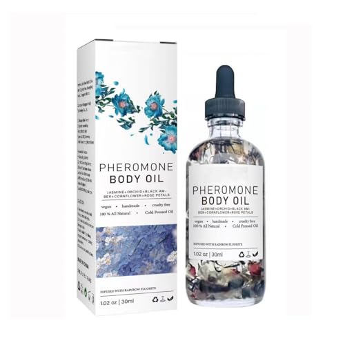 Aceite Corporal de Feromonas para Mujer, con Pétalos de Rosa y Aceite de Almendras Dulces, Hidrata la Piel, Aroma Elegante y Duradero, Inspira Confianza y Encanto Social (1 pcs)