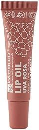 La Saponaria | Lip Oil Bio 12 ml, Olio Labbra Rimpolpante e Nutriente con Acido Ialuronico, Lip Oil Effetto Gloss Specchiato, Utilizzabile anche come Lip Mask o Maschera Labbra (uva rosa)