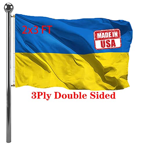 Jayus Double Sided Ukraine Flag 2x3 Outdoor- Heavy Duty Polyester Ukrainian National Flags Banners with Vivid Brass Grommets