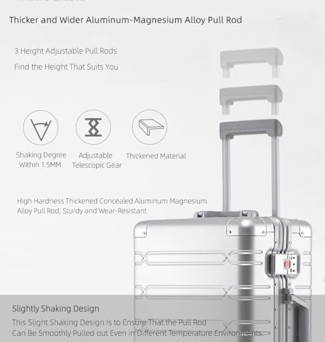 29 inch All Aluminum Magnesium Hardshell Carry on Luggage Airline Approved, 102L Hardside Carry on Suitcase with TSA Lock, Zipperless Luggage Checked Metal Rolling Luggage for Travel (Green-A)3