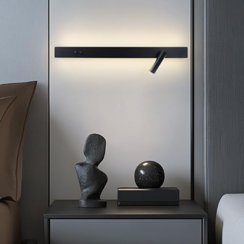 Aplique de pared LED negro de 60cm con doble interruptor y luz neutra