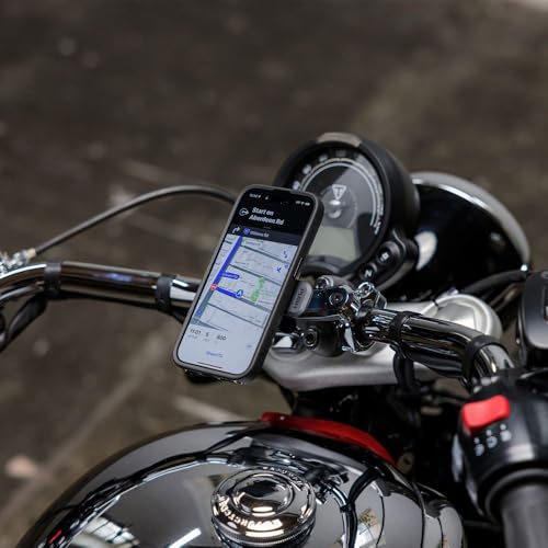 Image of Quad Lock Motorcycle Handlebar Phone Mount PRO Chrome with Vibration Dampener and MAG Phone Case for iPhone 17 Air