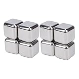 Luqeeg 8 Cubitos de Hielo de Acero Inoxidable, Cubo de Hielo Reutilizable para Enfriador de Vino con Caja de Almacenamiento...