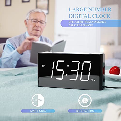 Rocam Digital Alarm Clock For Bedrooms,7" Large Led Display With Dimmer, Snooze, 7 Night Light, Easy To Set, Usb Chargers, Battery Backup, 12/24 Hour For Kids,Boys,Teens,Seniors,Heavy Sleepers #TOP6