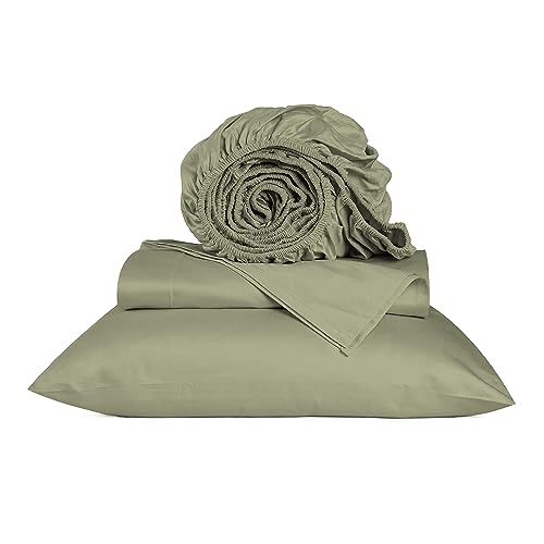 URBANHUT 800 Thread Count Egyptian Cotton Sheets Set Twin Size, Luxury Twin Bed Sheets, 3 Pc Bed Sheet Sets, Hotel Sheets Sateen Finish Fits 16" Deep Pocket - Sage