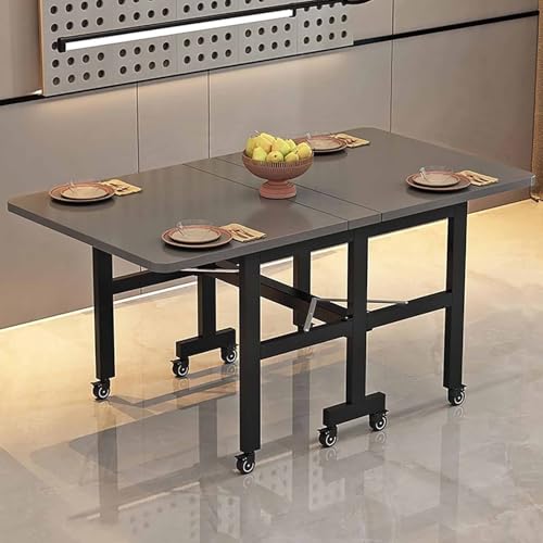 Snaweo Mesa de Cocina Plegable, Mesa Rectangular Tipo Mariposa, Mesas de Comedor Plegables y Ajustables, Mesas de Cocina Extensibles de Madera Que Ahorran Espacio(Color2,130x80cm/51.2x31.5in)