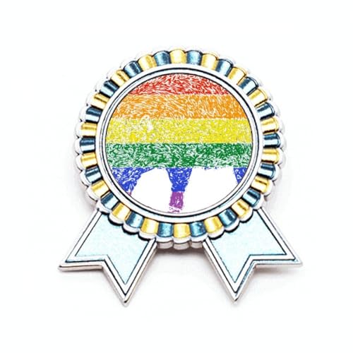 Broche cochon arc-en-ciel LGBT en métal taille M insigne médaille