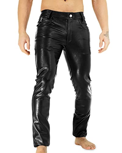 Bockle® Power Tube Lamb Zip Tube Skinny Slim Fit Man Leather Pants Men