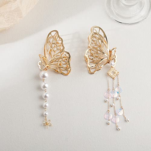 Frdtluthw Large Metal Butterfly Hair Claw Clips Nonslip Tassel Hair Clips For Women Girls Thick Thin Hair(Pack Of 2) #TOP3