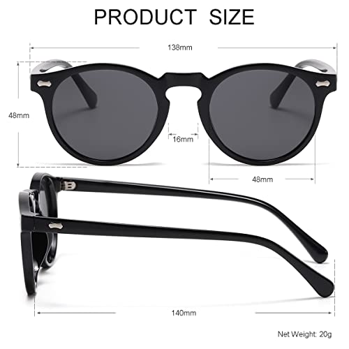 Image of Vintage Polarized Sunglasses for Men Women Round Retro Classic Fashion Eyewear UV400 Protection Sun Glasses