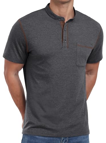 Image of Sailwind Mens Henley Shirts Short Sleeve Summer Casual Classic Cotton T Shirts Pocket Button Shirt