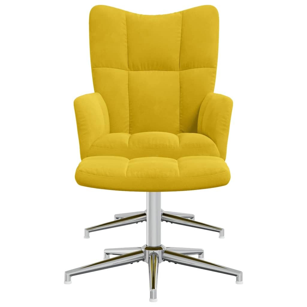 vidaXL Relaxsessel mit Hocker Drehbar Fernsehsessel Polstersessel Polsterstuhl Relaxstuhl Sessel Ohrensessel Armsessel Wohnzimmer Senfgelb Samt