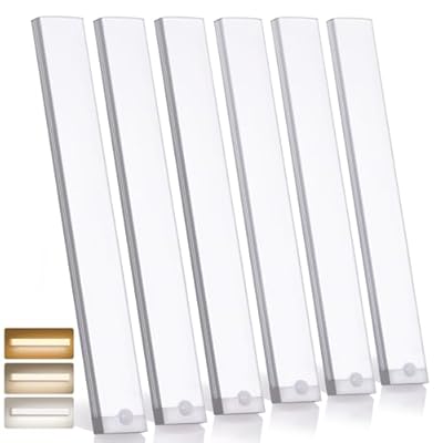 QENLAI 6 Pack Under Cabinet Lighting, 116 LEDs Motion Sensor Light Indoor,15.8" Under Cabinet Lights Rechargeable 3 Color Temps Dimmable Wireless Kitchen Counter Closet Wardrobe Lights Bar for Shelf