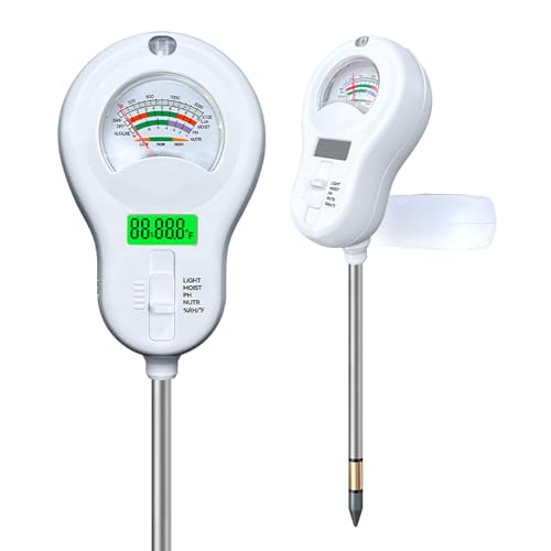 LSENLTY Soil Moisture Meter, 6-in-1 Soil pH Meter, Measures Temperature,