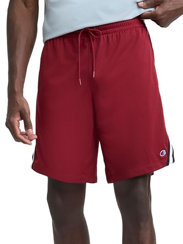Champion Mens 10 Lacrosse Shorts Standard Fit Lightweight Available in Regular and Big & Tall Pomegranate Large