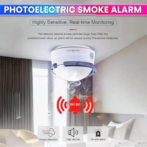 Image of amiciSmart WiFi Smoke Detector with Photoelectric Sensor | SmartLife App Fire Alarm Sensor | 85dB Loud Alert | Battery Operated | 10-Year Life | Remote Monitoring & Test Function
