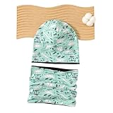 Kinder Mütze & Loop Schal Set, Baby Kinder Baumwolle Mütze Schal Set, 95% Baumwolle Mütze Schlauchschal Warme Wintermütze Strickmützen für Herbst Winter Frühling für 5-15 Jahre Jungen(Ohne Samt)