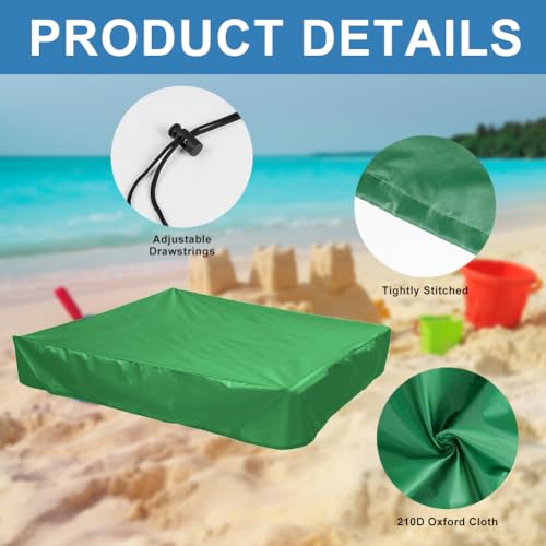 flintronic Sandkastenabdeckungen, 120x120cm Wasserdicht Sandkasten Abdeckung, Wasserabweisend Winddicht Schutzhülle, Oxford-Stoff Grün, mit Kordelzug sandkasten