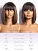 LUVME HAIR 10 Inch Yaki Straight Bob Wig with Bangs Human Hair Protective Wig Glueless HD Lace Bob Wig with Brown Highlights, Ready to Go Short Wigs For Women 180 Density (Breathable Cap)