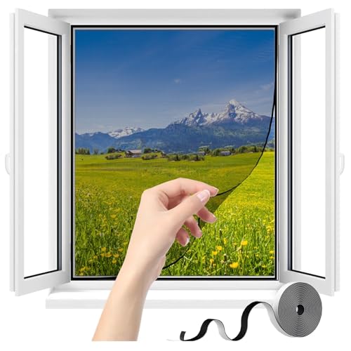 Mosquitera Para Ventanass,W100 x H195cm(39.3x76.7in) Negro Cortina Mosquiteras de Malla Anti-insectos con,Fácil de Ensamblar