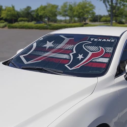 Image of Fanmats NFL Windshield Sun Auto Shade, Sun Shield Sun Visor Accordion tri-fold for Storage 59 inch x 29.5 inch, Colorful Team Design