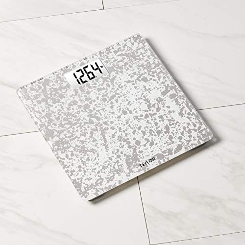 Taylor Crackled Glass Design Digital Bathroom Scale, White, 5273273 #TOP4