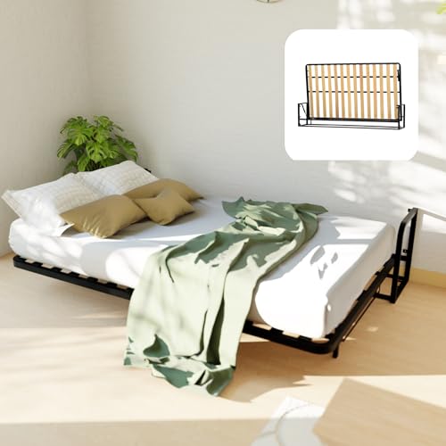 Wallbedking Cama Abatible Clásica Horizontal 200x120 - Mecanismo Pistón a Gas, Soporta hasta 300kg, Diseño Ahorro de Espacio, Fácil Ensamblaje, Compatible con Colchones Estándar (hasta 30cm)