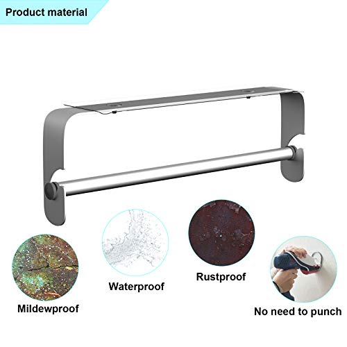 Paper Towel Holder Under Cabinet Rust Proof,Kitchen Bathroom Wall Mount Paper Towel Rack,Made Of Space Aluminum Solid And Corrosion Resistant,Drilling Or Wall Mounted #TOP1
