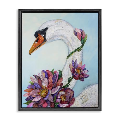 Swan Lotus Floral Collage, 17 x 21 Inch Canvas in Floater Frame