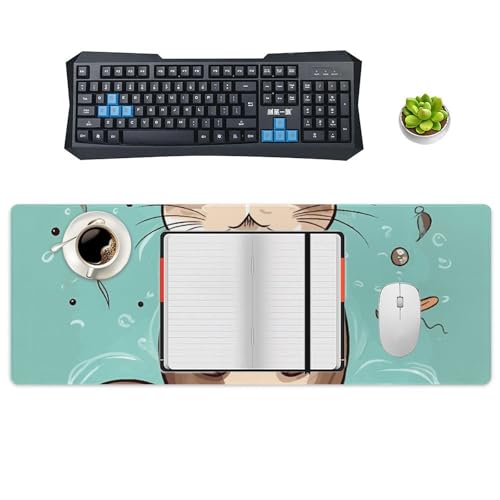 Tapis de souris LED loutre mignon grand format antidérapant pour le bureau