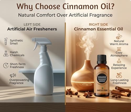 Image of Earth N Pure Cinnamon Essential Oil | 100% Pure & Undiluted | Steam Distilled | Warm Ambiance, Muscle Comfort & Focus | 15ml