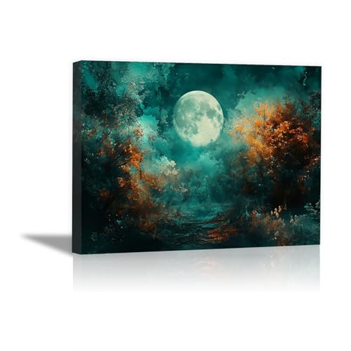 Tableau sur toile lune nocturne pour décorer un salon moderne
