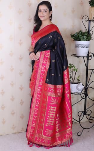 Image of SGF11 Women's Kanjivaram Pure Soft Silk Saree With Unstitched Blouse Piece