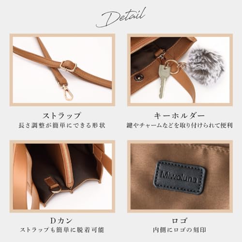 ミウォルナ トートバッグ ショルダーバッグ ハンドバッグ レディース 2way ミニトートバッグ 斜め掛け 軽量 大容量 の商品画像 6