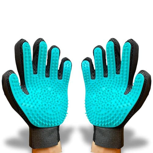 IDEARES Pet Hair Remover & Grooming Glove, 2-Pack Left & Right Mitt with 313 Soft Tips, Deshedding Brush for Dogs & Cats