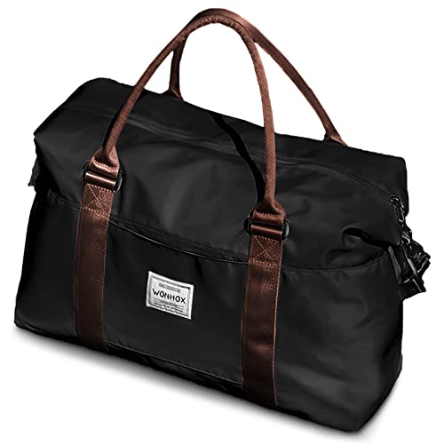 Travel Bag For Women Gym Bag Waterproof Weekender Carry On Bag Womens Mens Overnight Bags Duffle Bag Travel Tote Bags With Trolley Sleeve And Wet Pocket Black Brown X-Large #TOP20