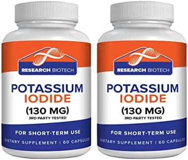 Max-Bio (2 Pack) Potassium Iodide Supplement Tablets Pills 130mg - 120 Capsules Dietary Thyroid Support Protector, KI Iodine Tablet Vitamins Best Potasium YODO Naciente