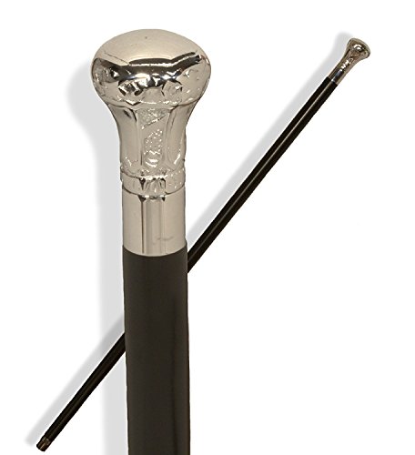 Medieval Replicas Classic Canes Chrome Knob Formal Cane. Black Hardwood Shaft.92cm.