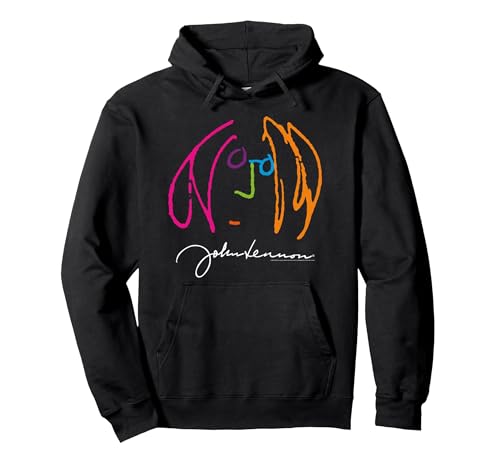 Image of John Lennon Portrait Classic Rock Peace Pullover Hoodie, Adult Unisex, Black, Large