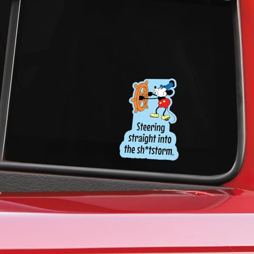 Image of Steamboat Willie Mickey Mouse Sticker Decal | Funny Sarcastic Adult Humor | 10 Variations with Hilarious Sayings | 5 inch Sticker for Laptops, Cars, Water Bottles | Regrets & Sarcasm (SSITSS-9)