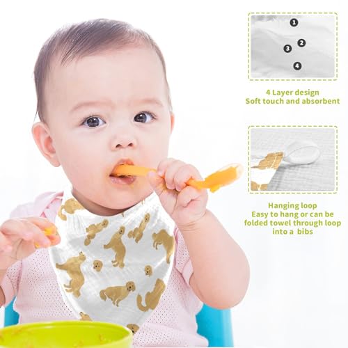 vvfelixl Baby Cotton Washcloths Golden Retriever Dogs Infants Bath Towel for Unisex Goldies Puppy Face Towels for Newborn, Natural Baby Wipes Delicate Skin, 11.8 X 11.8 inch, one sizex54