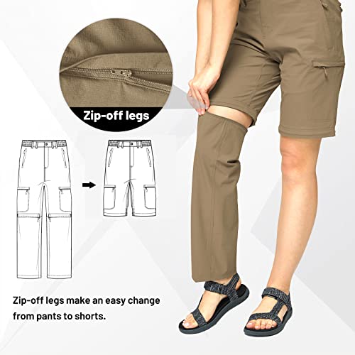 Mier Women's Hiking Cargo Convertible Pants Lightweight Stretch Outdoor Pants With 6 Pockets, Quick Dry And Water Resistant, Khaki, 16 #TOP1