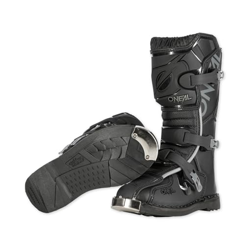 O'NEAL Kinder Motocross Stiefel TRIBUTE Youth Boot I MX Enduro I Motocross Stiefel Kinder mit Metall Sohlenschutz & verstellbaren Verschlussschnallen I Schwarz I Größe 38